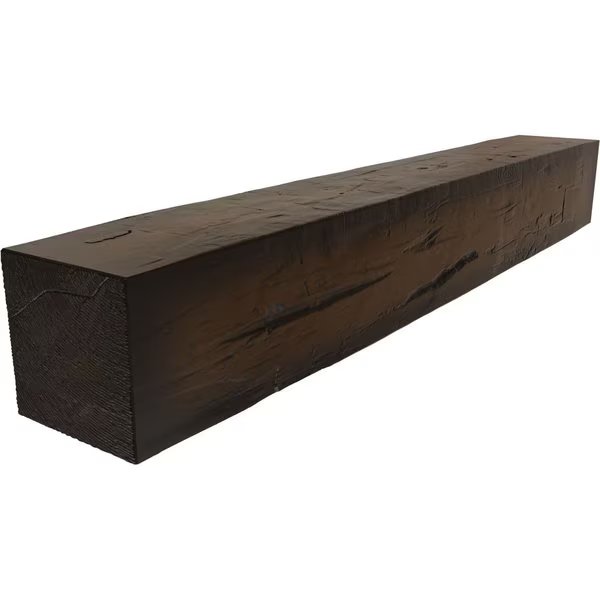 Hand Hewn Faux Wood Fireplace Mantel, Premium Mocha, 6